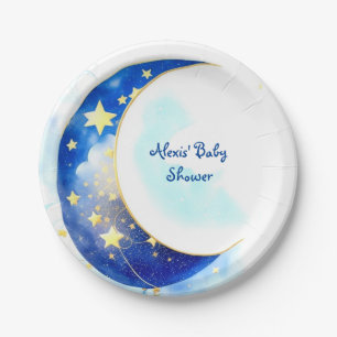 Assiettes En Carton Céleste Lune et Baby shower des étoiles