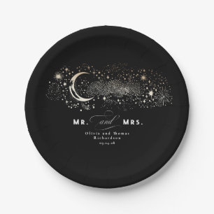 Assiettes En Carton Celestial Black M. et Mme Mariage