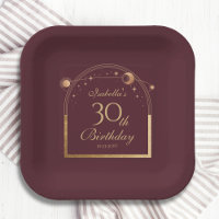 Celestial Red Gold Sun Moon Stars 30e anniversaire