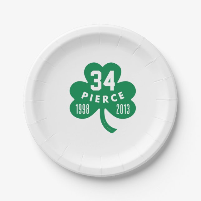 Assiettes En Carton Celtics - Pierce 34 Retraité Numéro Clover (Vert) (Devant)
