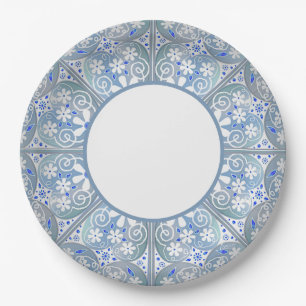 Assiettes En Carton Céramique Lace Bleu clair