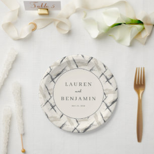 Assiettes En Carton Cercle Élégant Pinceau Beige