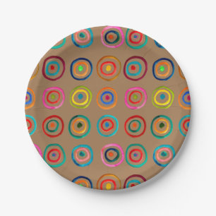 Assiettes En Carton Cercles arc-en-ciel coloré mignon whimsical