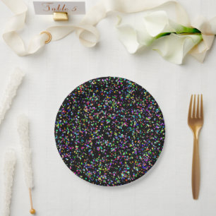 Assiettes En Carton Cercles colorés bulles sur motif unique noir