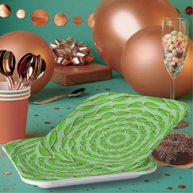 Assiettes En Carton Cercles de feuilles concentrées par Kenneth Yoncic (Multi)