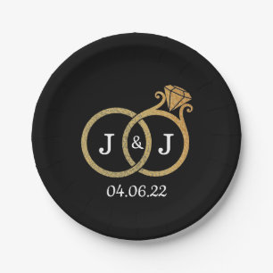 Assiettes En Carton Cercles Mariages Chic Faux Gold Foil