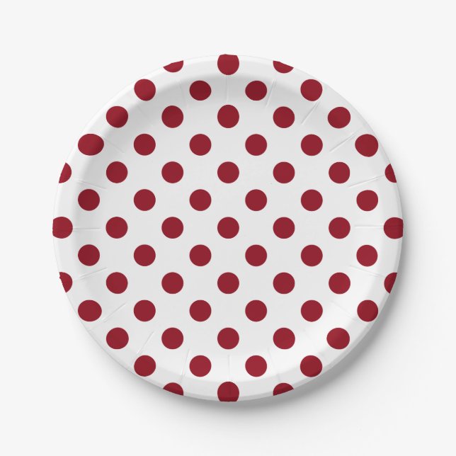Assiettes En Carton Cercles Pois rouges Crimson (Devant)