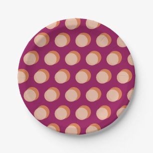 Assiettes En Carton Cercles Rétro et Motif Gras Ombres Violet