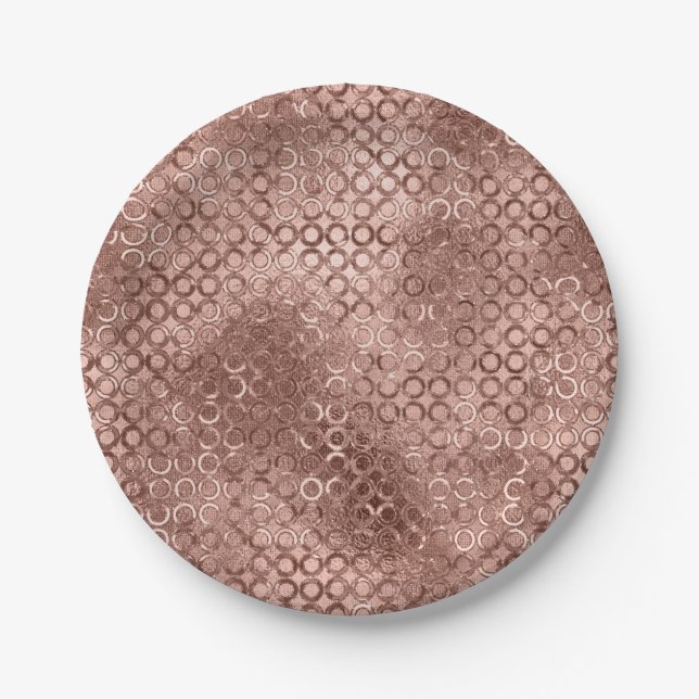 Assiettes En Carton Cercles Rose Gold Pailletés Luxe Rose Pailleté (Devant)