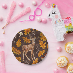 Assiettes En Carton Cerf dans la forêt automnale