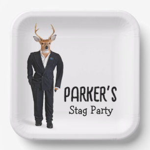 Assiettes En Carton Cerf dans un smoking pour enterrement de vie de ga