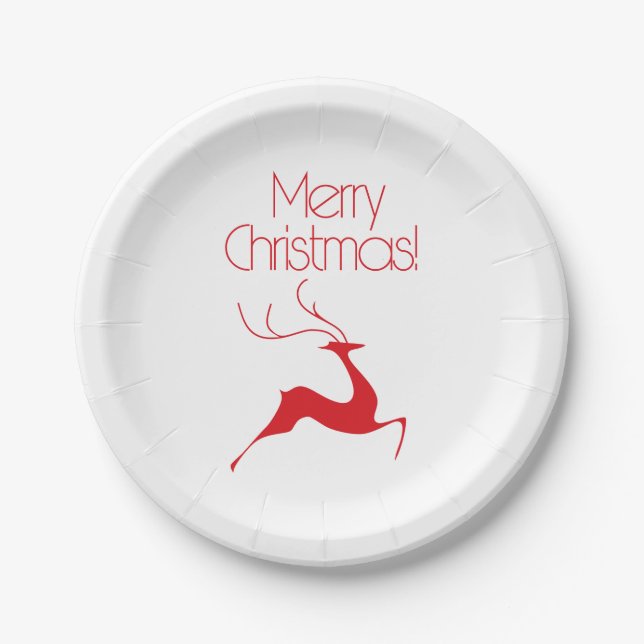 Assiettes En Carton Cerf de Noël (Devant)