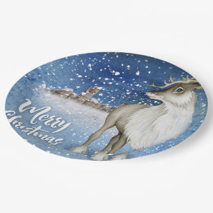 Assiettes En Carton Cerf de Noël