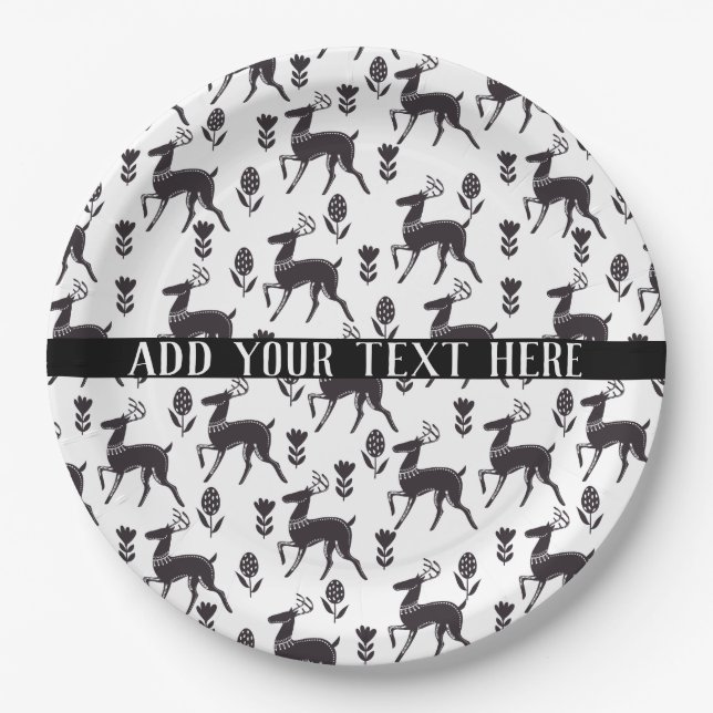Assiettes En Carton Cerf en art folklorique scandinave (Devant)