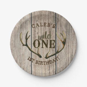 Assiettes En Carton Cerf Sauvage Bois Rustique 1er Anniversaire