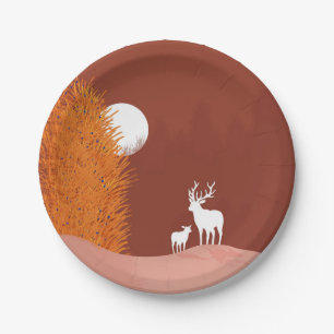 Assiettes En Carton Cerf sur Lit Hill