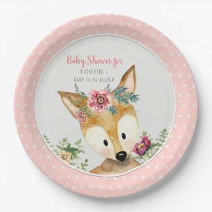 Assiettes En Carton Cerfs communs de Boho d'animaux de région boisée