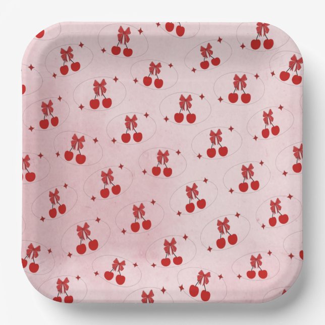 Assiettes En Carton Cerise (Recto)