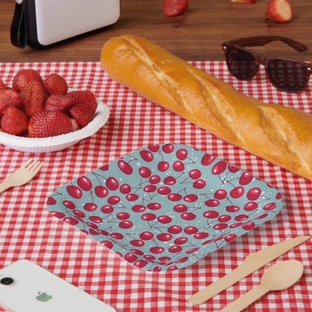 Assiettes En Carton Cerise d'hiver. (Pique-nique)