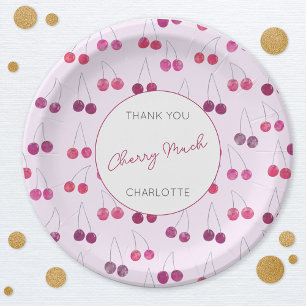 Assiettes En Carton Cerise Rose Aquarelle Baby Shower Personnalisé
