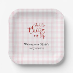 Assiettes En Carton Cerise sur le Baby shower supérieur