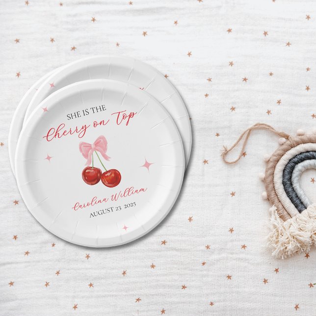 Assiettes En Carton Cerise unique sur le Baby shower supérieur (Créateur téléchargé)