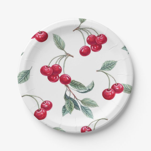 Assiettes En Carton Cerises (Devant)