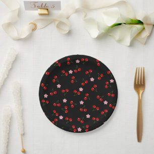 Assiettes En Carton Cerises noires