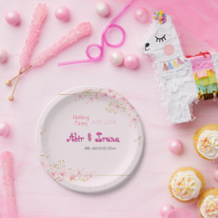 Assiettes En Carton Cerisier Fleur Personnalisé Rose Élégant