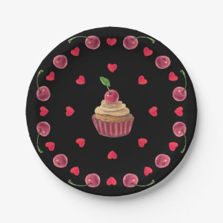 Assiettes En Carton Cerry Love Cupcake