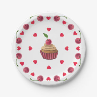Assiettes En Carton Cerry Love Cupcake