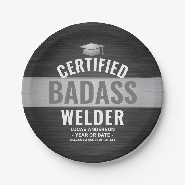 Assiettes En Carton Certified Badass Welder Party Black (Devant)