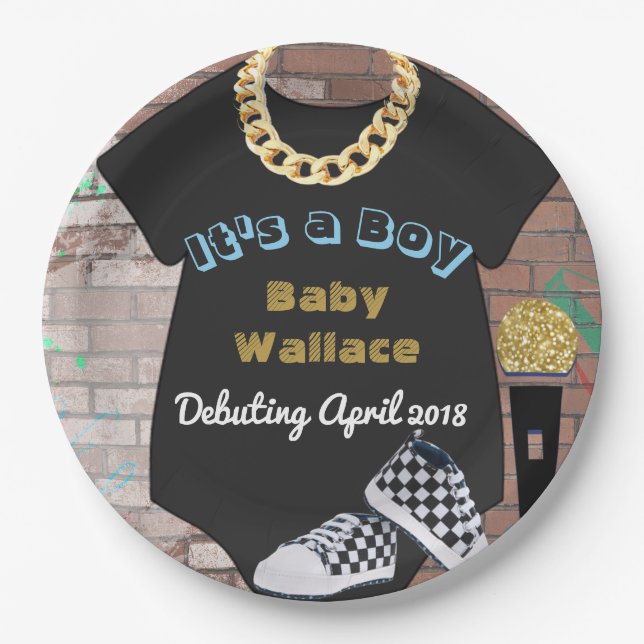 Assiettes En Carton C'est des plats d'un baby shower de hip hop de (Devant)