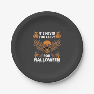 Assiettes En Carton C'est Jamais Trop Tôt Halloween Crâne Vigne Ailes_