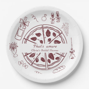 Assiettes En Carton C'est l'amour pizza italienne et vin douche de mar