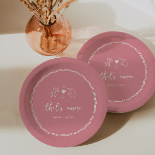 Assiettes En Carton "C'est l'Amour" Shower de Mariage Manuscrit