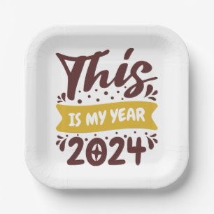 Assiettes En Carton C'est mon année 2024
