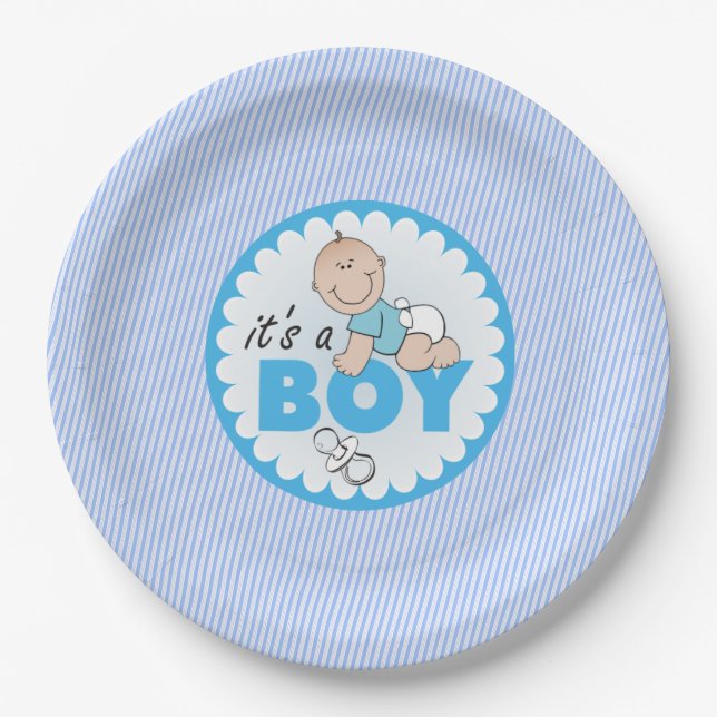 Assiettes En Carton C'est un garçon (Devant)