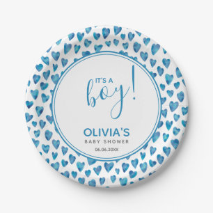 Assiettes En Carton C'est un garçon Baby shower amour coeur