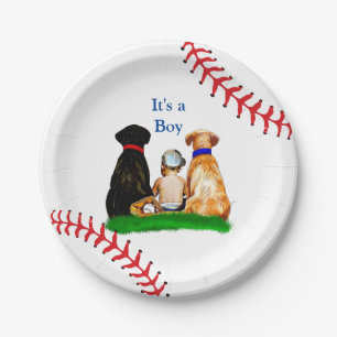 Assiettes En Carton C'est un garçon, Baseball Baby shower à thème