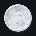 Assiettes En Carton C'est un Garçon Toile Bleu Safari Baby shower anim<br><div class="desc">🌿 🦁 Bienvenue au Far - Un bébé garçon est en route ! 🦒 🌿 Célébrez l'arrivée de votre petit bouquet de joie avec une adorable touche de nature ! Notre All Blue Toile Safari Animal Baby Boy Shower Invitation est le moyen idéal pour la famille invitation et les amis...</div>