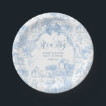 Assiettes En Carton C'est un Garçon Toile Bleu Safari Baby shower anim<br><div class="desc">🌿 🦁 Bienvenue au Far - Un bébé garçon est en route ! 🦒 🌿 Célébrez l'arrivée de votre petit bouquet de joie avec une adorable touche de nature ! Notre All Blue Toile Safari Animal Baby Boy Shower Invitation est le moyen idéal pour la famille invitation et les amis...</div>