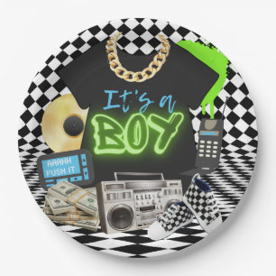 Assiettes En Carton C'est un garçon Urban Retro Hip hop Baby shower G