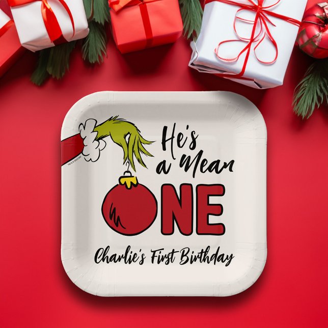 Assiettes En Carton C'est un Mean One | Anniversaire de Grinch (Plate on table)