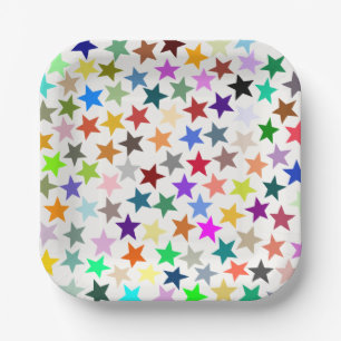 Assiettes En Carton C'est un Rainbow Party, Multi-Coloured Stars Motif
