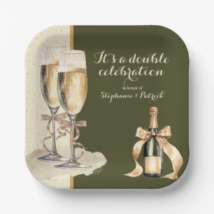 Assiettes En Carton C'est une double fête de Champagne d'or