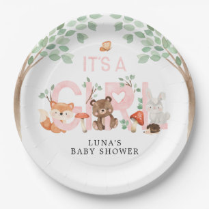 Assiettes En Carton C'est une fille en bois Baby shower Plaques de pap