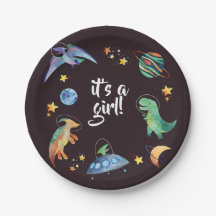 C'est une Fille Espace Dinosaure Galaxie Baby Show
