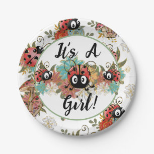 Assiettes En Carton C'est Une Fille Ladybug Baby shower Plaques, Vaiss