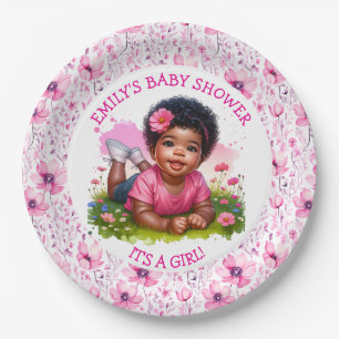 Assiettes En Carton C'est une fille Le Baby shower floral de la fill